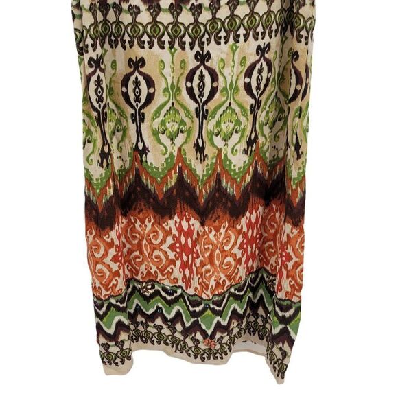 Vtg R&K Dress Boho Tribal Sleeveless Shift Tea Length Warm Neutrals Beaded Sz 8 - Picture 6 of 13